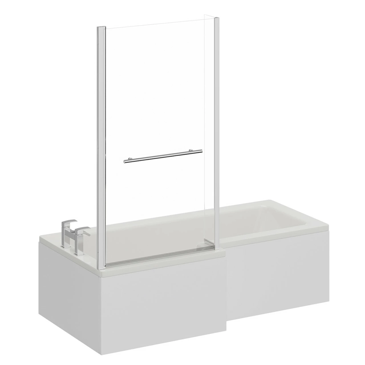 Loire 1700mm Left Hand L Shaped Shower Bath With Towel Rail Bath Screen And Front Bath Panel - Image 3
