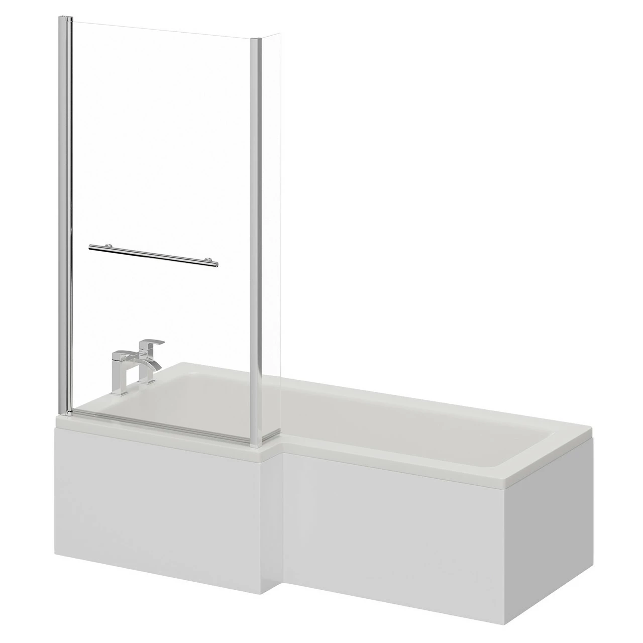Loire 1700mm Left Hand L Shaped Shower Bath With Towel Rail Bath Screen And Front Bath Panel - Image 2