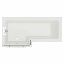 Loire 1700mm Left Hand L Shaped Shower Bath With Towel Rail Bath Screen And Front Bath Panel