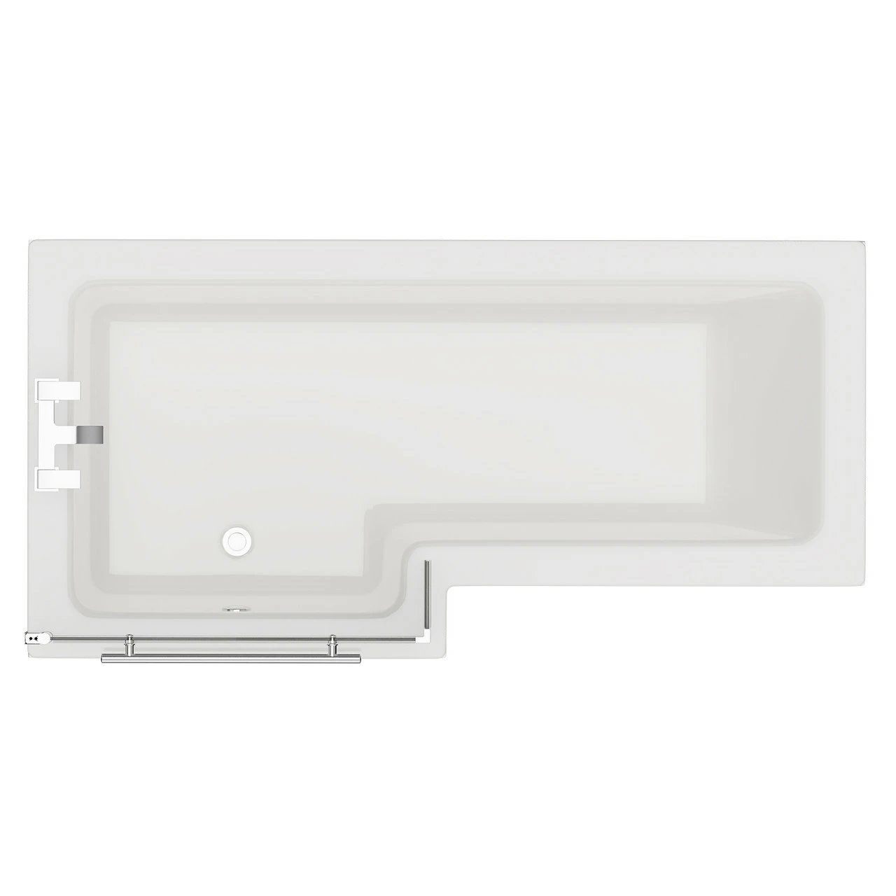 Loire 1700mm Left Hand L Shaped Shower Bath With Towel Rail Bath Screen And Front Bath Panel