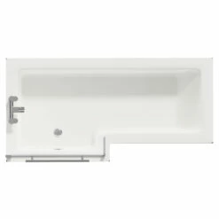 Loire 1700mm Left Hand L Shaped Shower Bath With Towel Rail Bath Screen And Gloss Grey Front And End Bath Panel