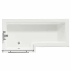 Loire 1700mm Left Hand L Shaped Shower Bath With Towel Rail Bath Screen And Molina Ash Front And End Bath Panel