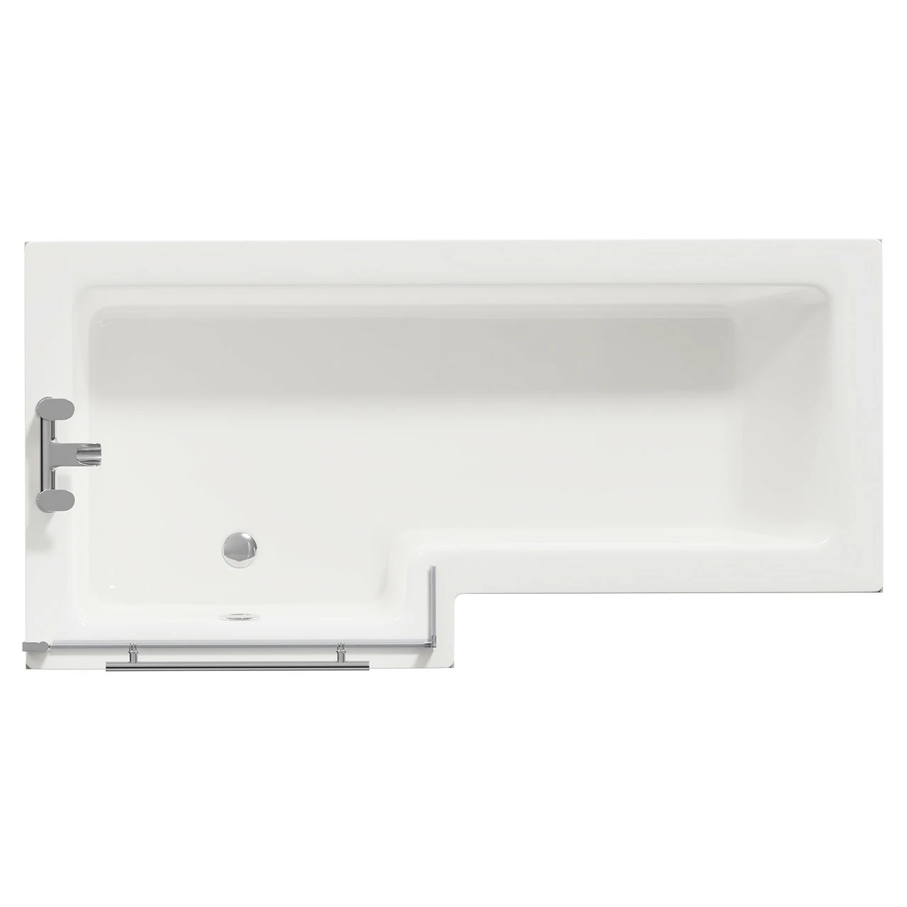 Loire 1700mm Left Hand L Shaped Shower Bath With Towel Rail Bath Screen And Molina Ash Front And End Bath Panel