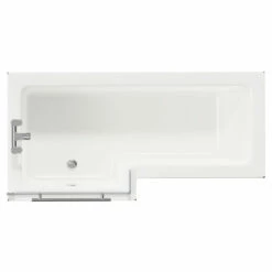 Loire 1700mm Left Hand L Shaped Shower Bath With Towel Rail Bath Screen And Nero Oak Front And End Bath Panel