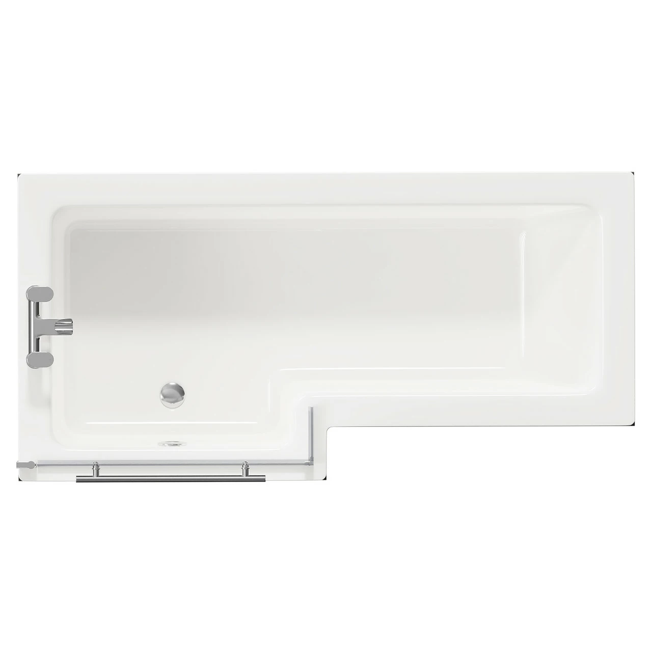 Loire 1700mm Left Hand L Shaped Shower Bath With Towel Rail Bath Screen And Nero Oak Front And End Bath Panel