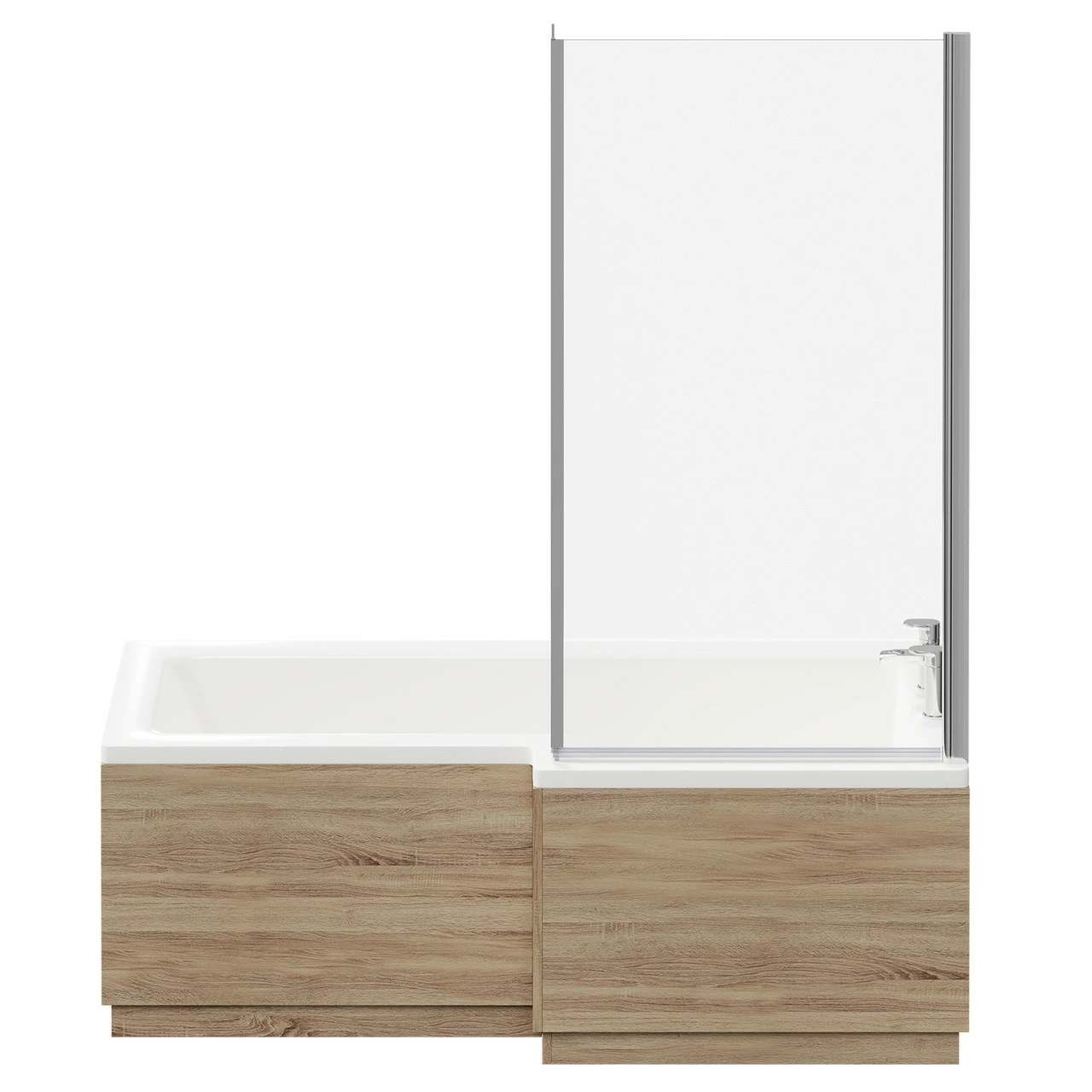 Loire 1700mm Right Hand L Shaped Shower Bath With Bath Screen And Bordalino Oak Front And End Bath Panel - Image 4