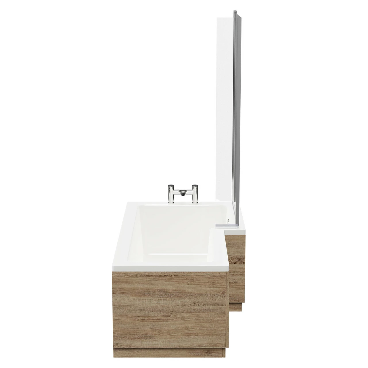 Loire 1700mm Right Hand L Shaped Shower Bath With Bath Screen And Bordalino Oak Front And End Bath Panel - Image 5