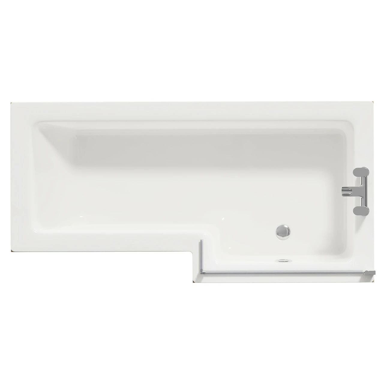 Loire 1700mm Right Hand L Shaped Shower Bath With Bath Screen And Bordalino Oak Front And End Bath Panel