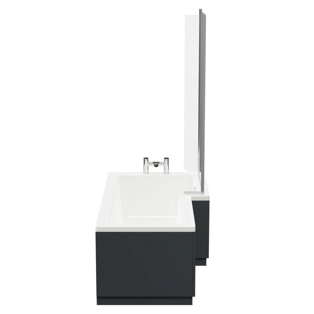 Loire 1700mm Right Hand L Shaped Shower Bath With Bath Screen And Gloss Grey Front And End Bath Panel - Image 5