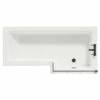 Loire 1700mm Right Hand L Shaped Shower Bath With Matt Black Bath Screen And Gloss White Front And End Bath Panel