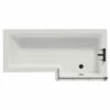 Loire 1700mm Right Hand L Shaped Shower Bath With Matt Black Bath Screen And White Acrylic Front Bath Panel