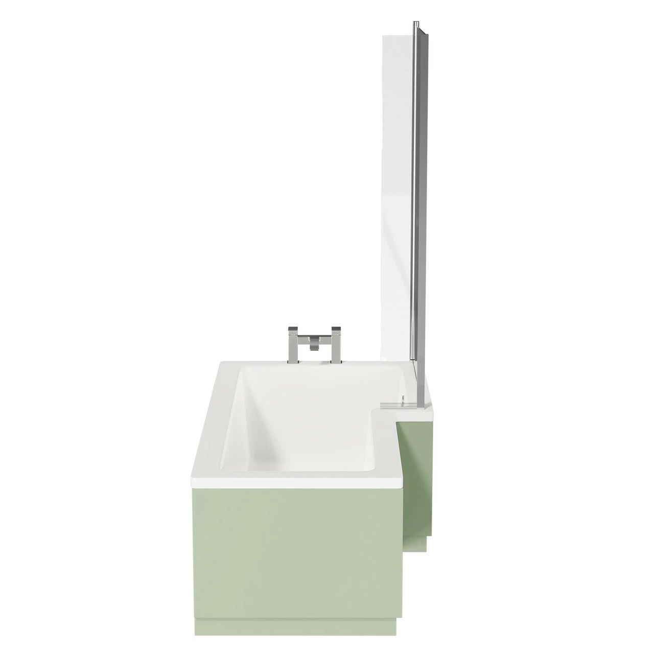 Loire 1700mm Right Hand L Shaped Shower Bath With Polished Chrome Bath Screen And Olive Green Front And End Bath Panels - Image 5