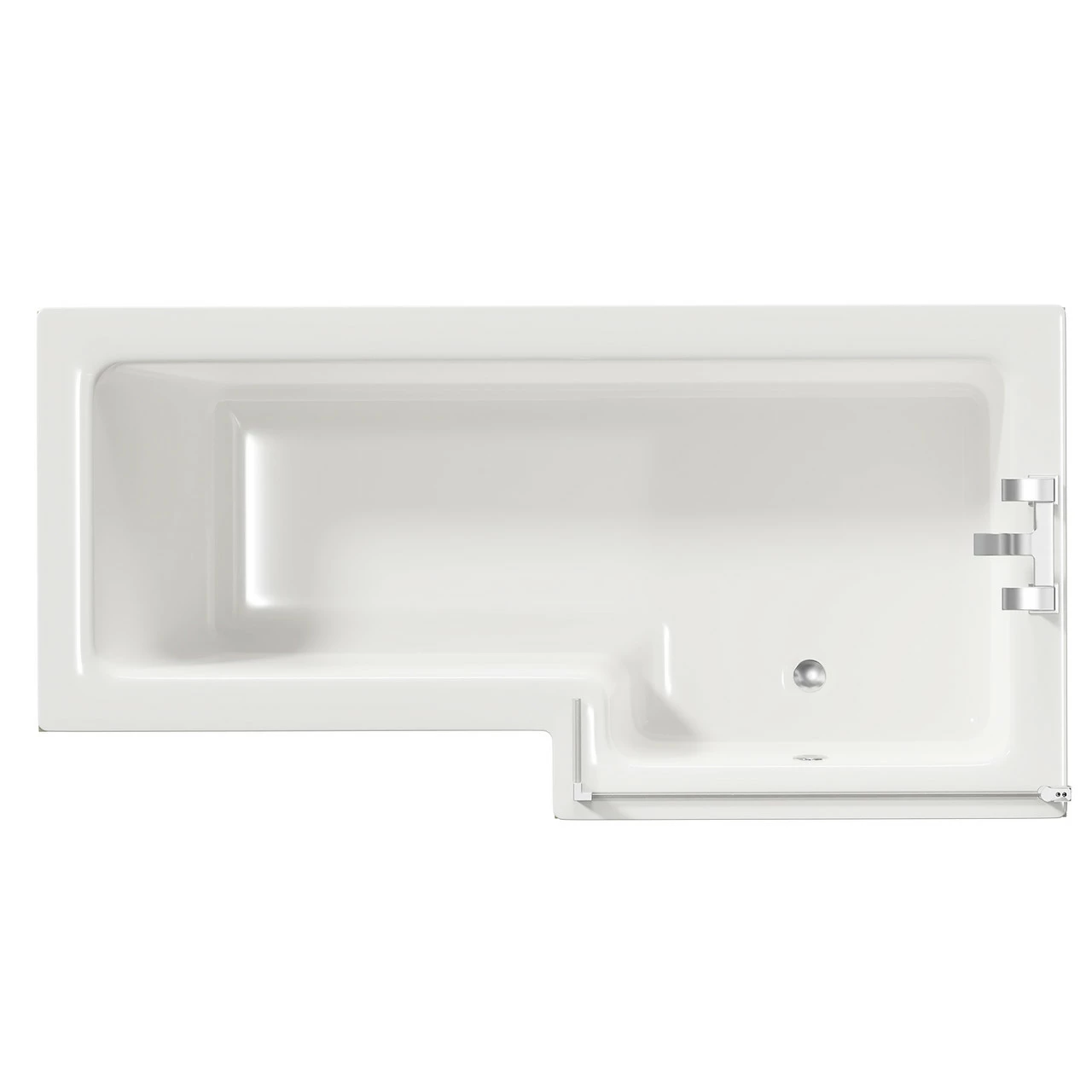 Loire 1700mm Right Hand L Shaped Shower Bath With Polished Chrome Bath Screen And Olive Green Front And End Bath Panels