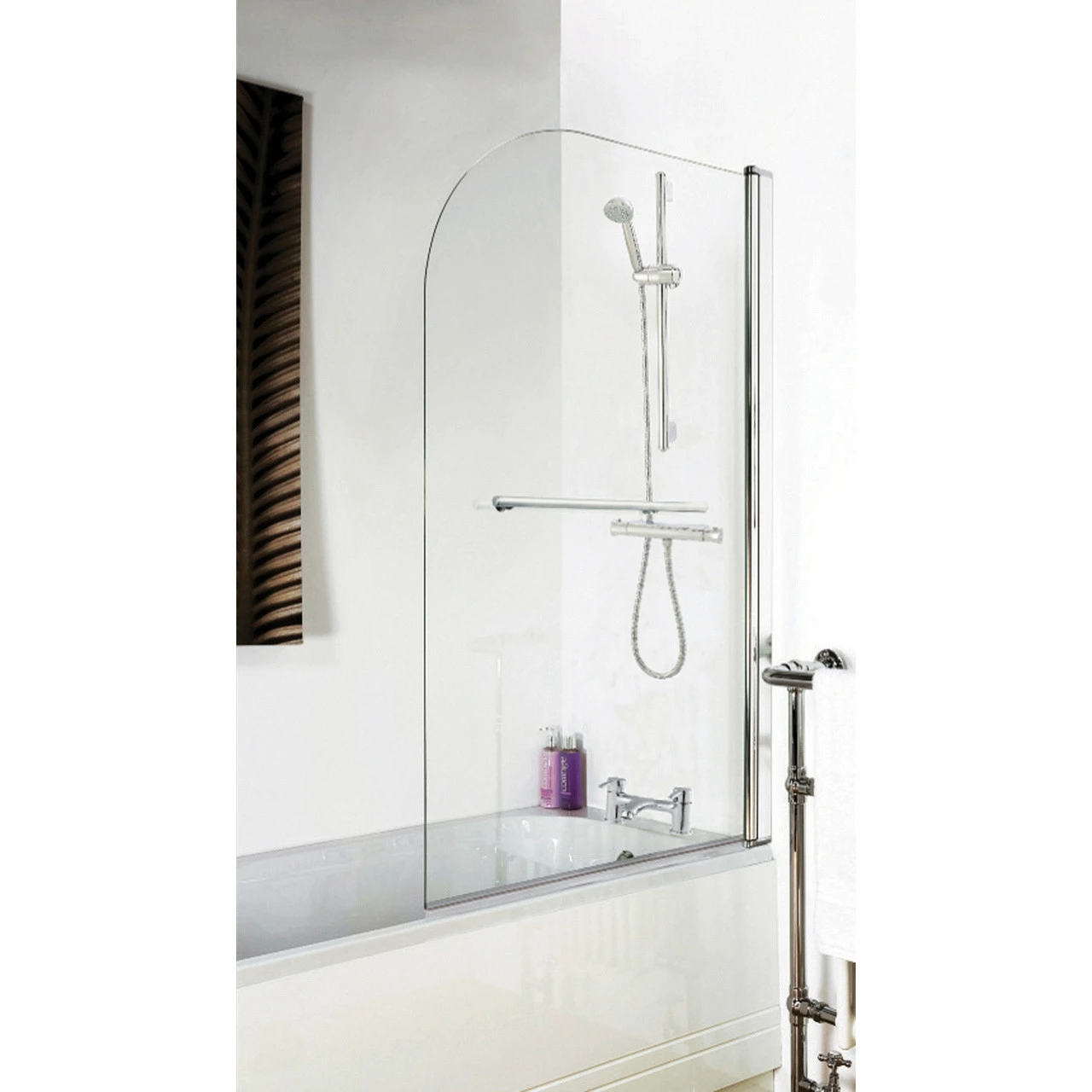 Nuie 790mm Straight Bath Screen With Rail - NSSR1 - Image 2
