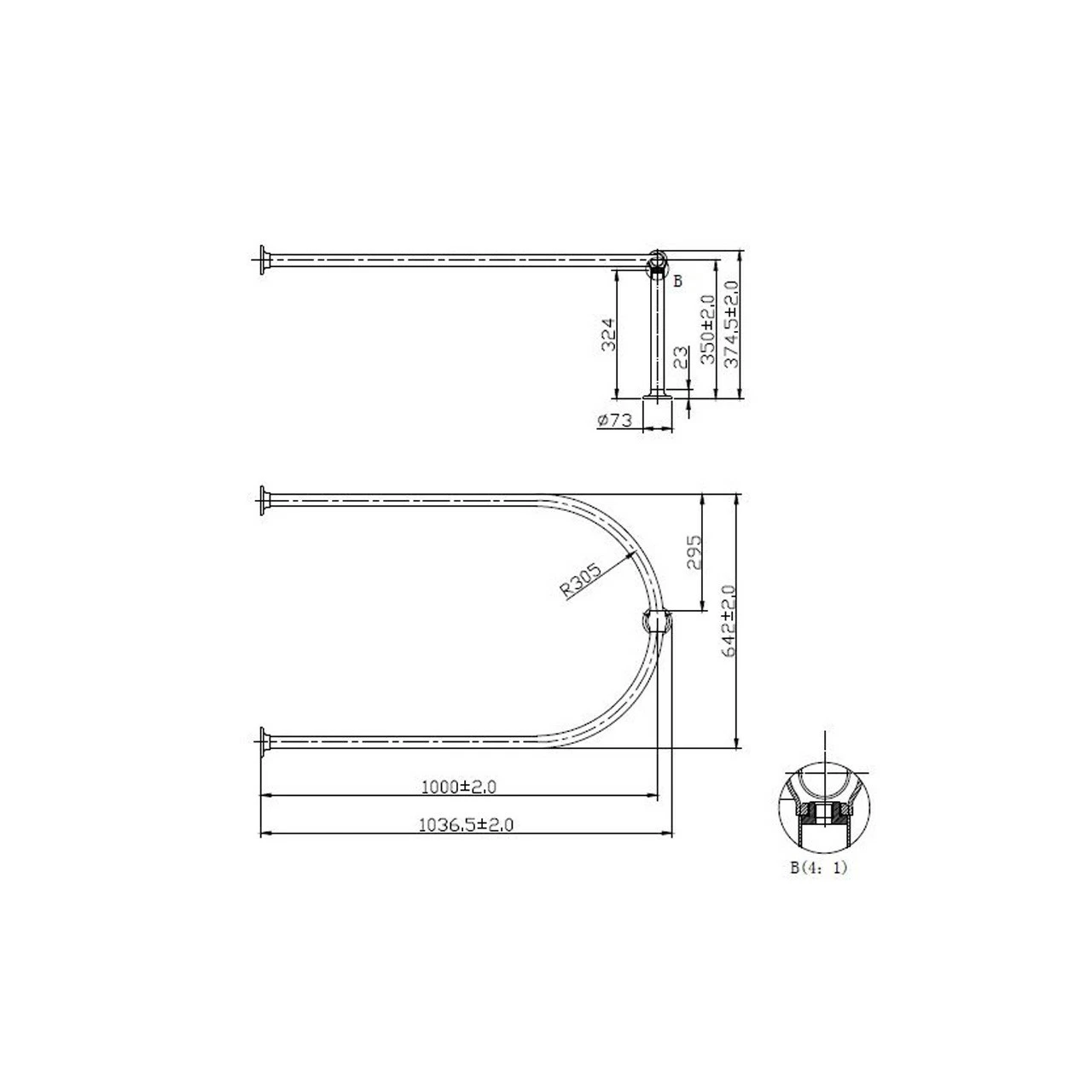 Old London 1036mm Half Circle Shower Curtain Ring - LDA009 - Image 4