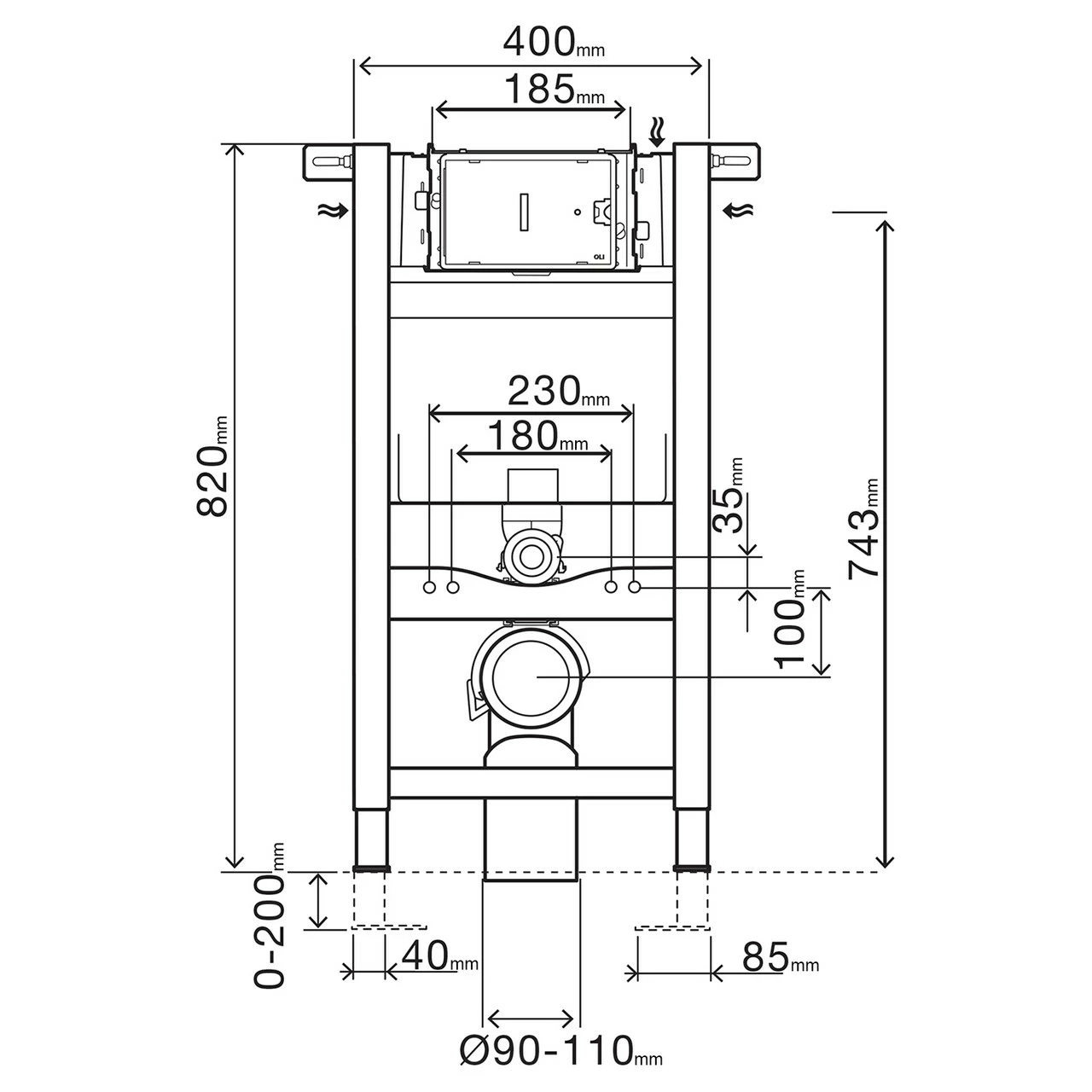 OLI Expert Plus Mechanical Low Height Concealed Cistern With Wall Frame And Top/Front Dual Flush - Image 3