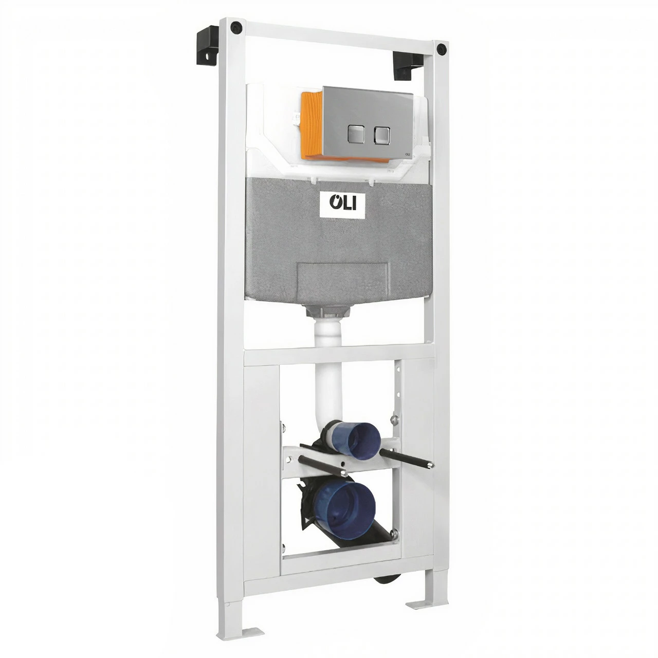 OLI 120 Plus Mechanical Mid Height Concealed Cistern With Wall Frame And Basal Polished Dual Flush Plate With Square Buttons