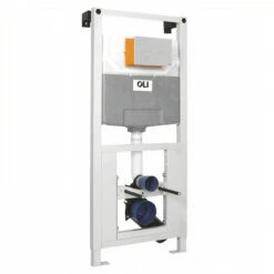 OLI 120 Plus Mechanical Mid Height Concealed Cistern With Wall Frame And Basal White Dual Flush Plate With Square Buttons
