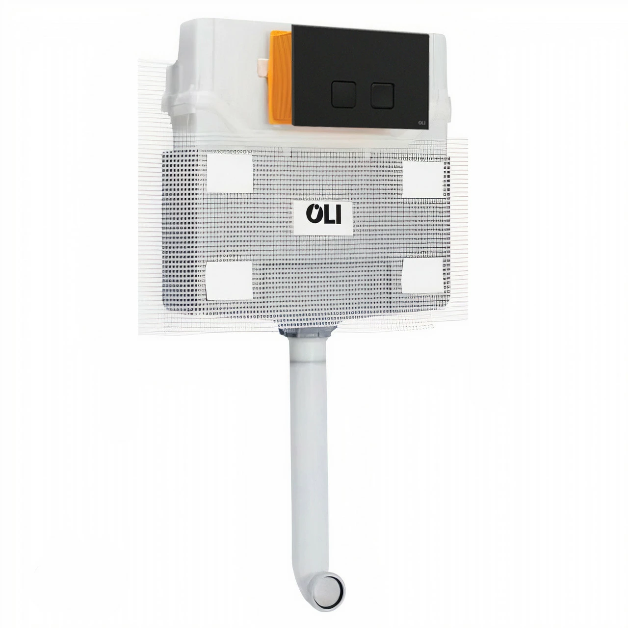 OLI 120 Plus Mechanical Mid Height Concealed Cistern And Basal Black Soft Touch Dual Flush Plate With Square Push Buttons