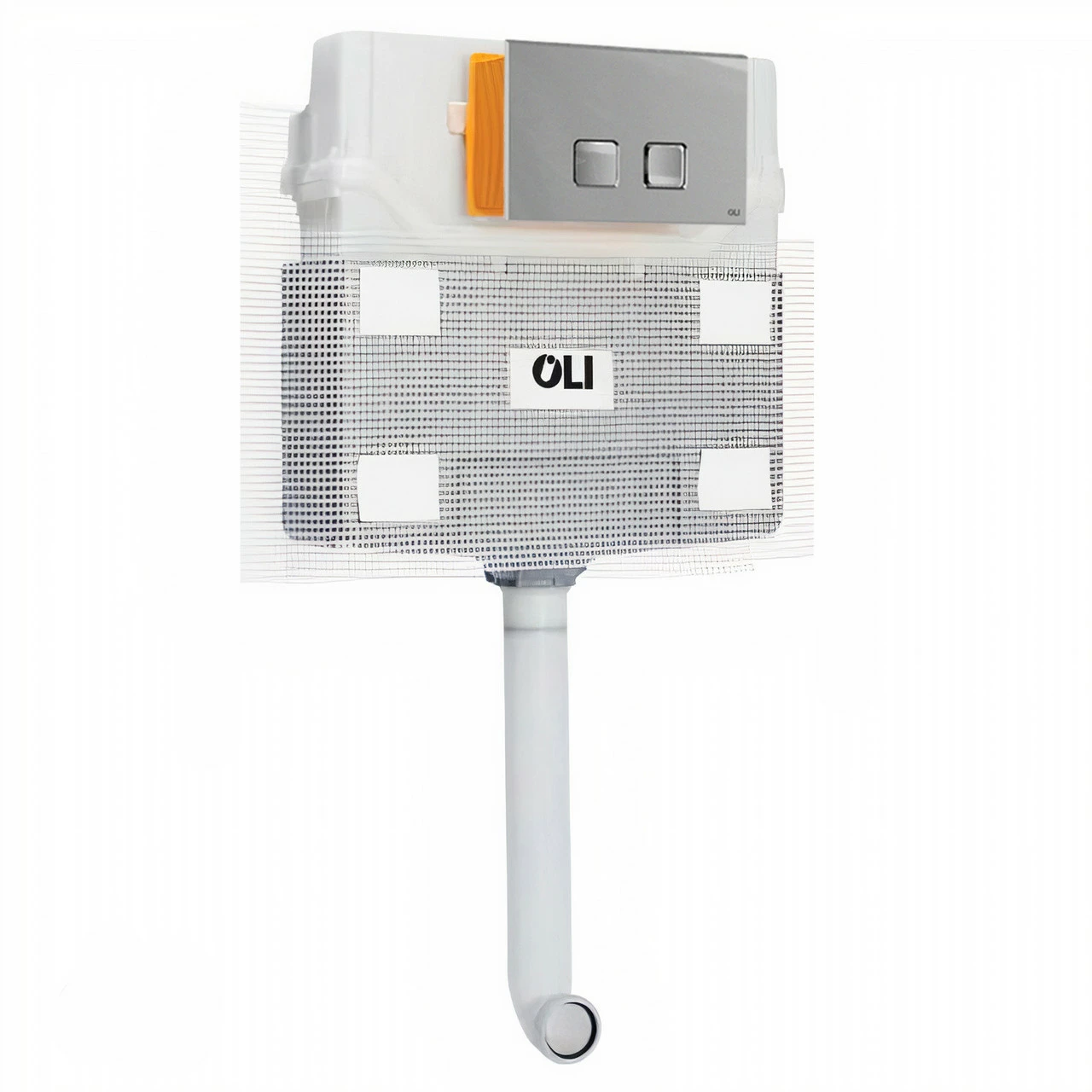 OLI 120 Plus Mechanical Mid Height Concealed Cistern And Basal Polished Chrome Dual Flush Plate With Square Push Buttons