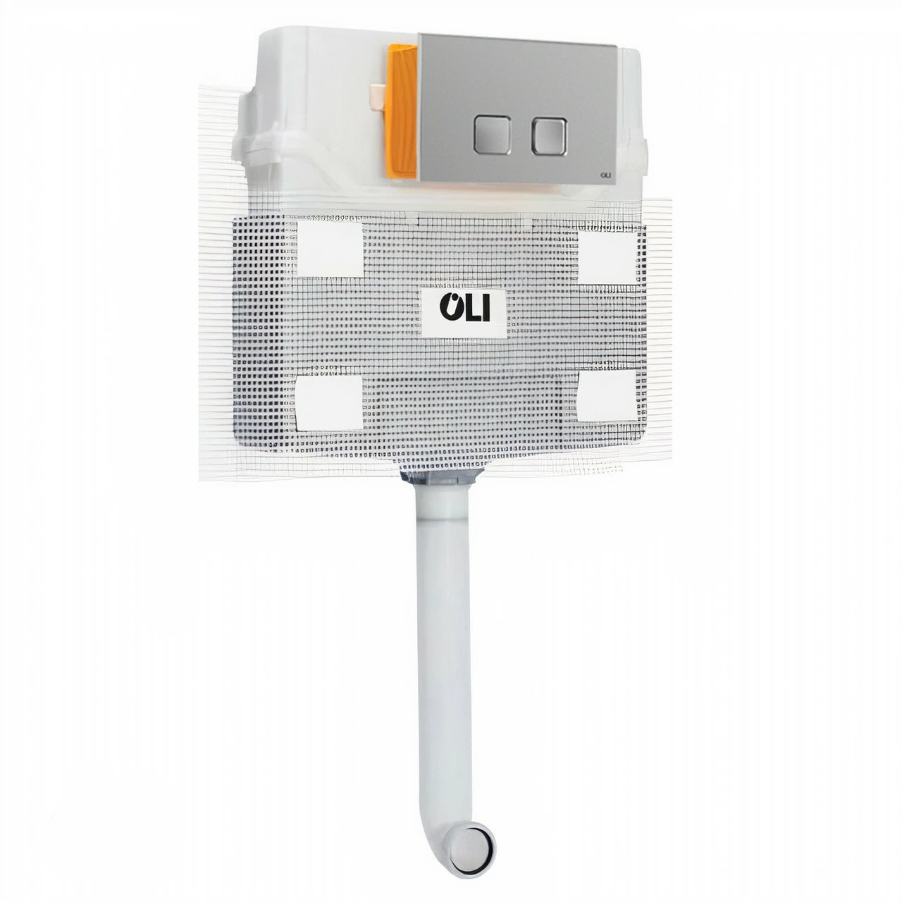 OLI 120 Plus Mechanical Mid Height Concealed Cistern And Basal Satin Chrome Dual Flush Plate With Square Push Buttons