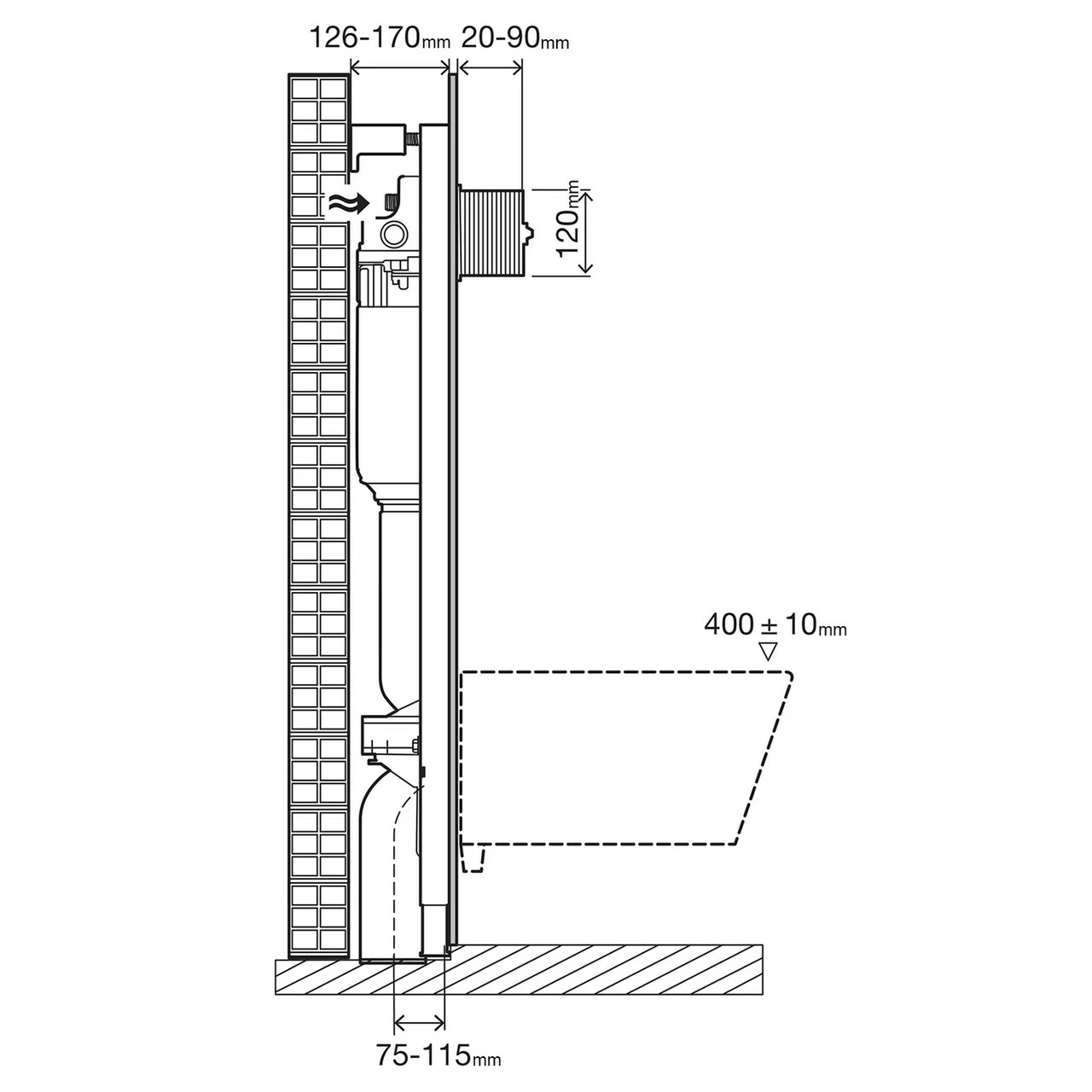 OLI 120 Plus Mechanical Mid Height Concealed Cistern With Wall Frame And Front Dual Flush - Image 2