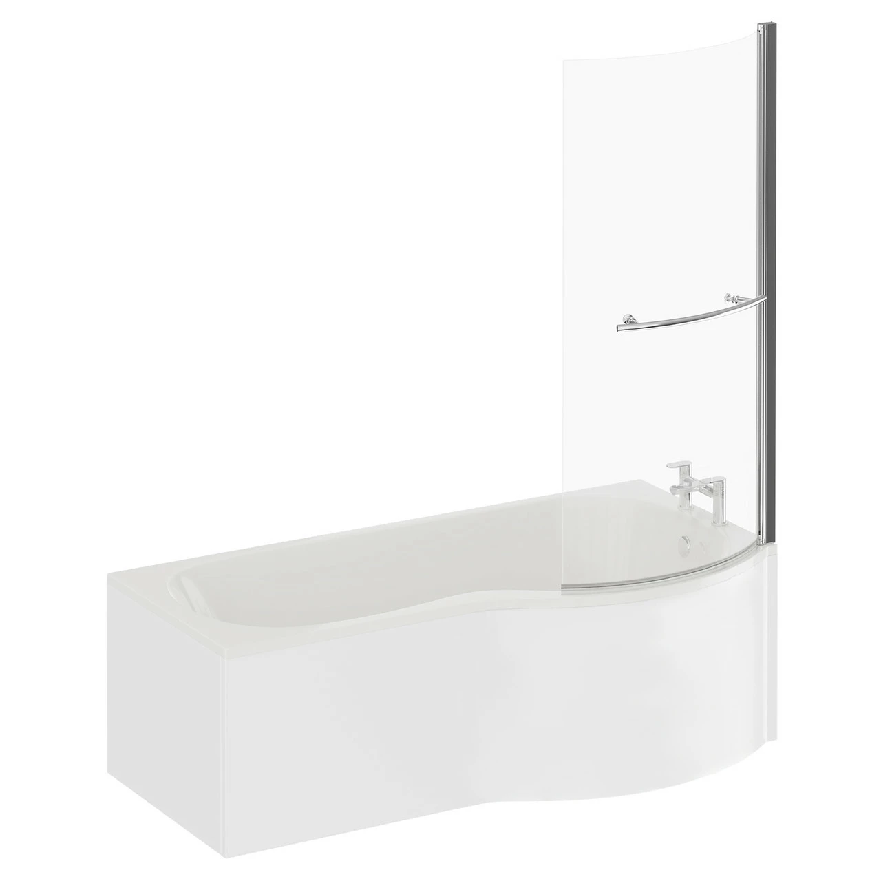Plage 1500mm Right Hand P Shaped Shower Bath With Towel Rail Bath Screen And Front Bath Panel - Image 3