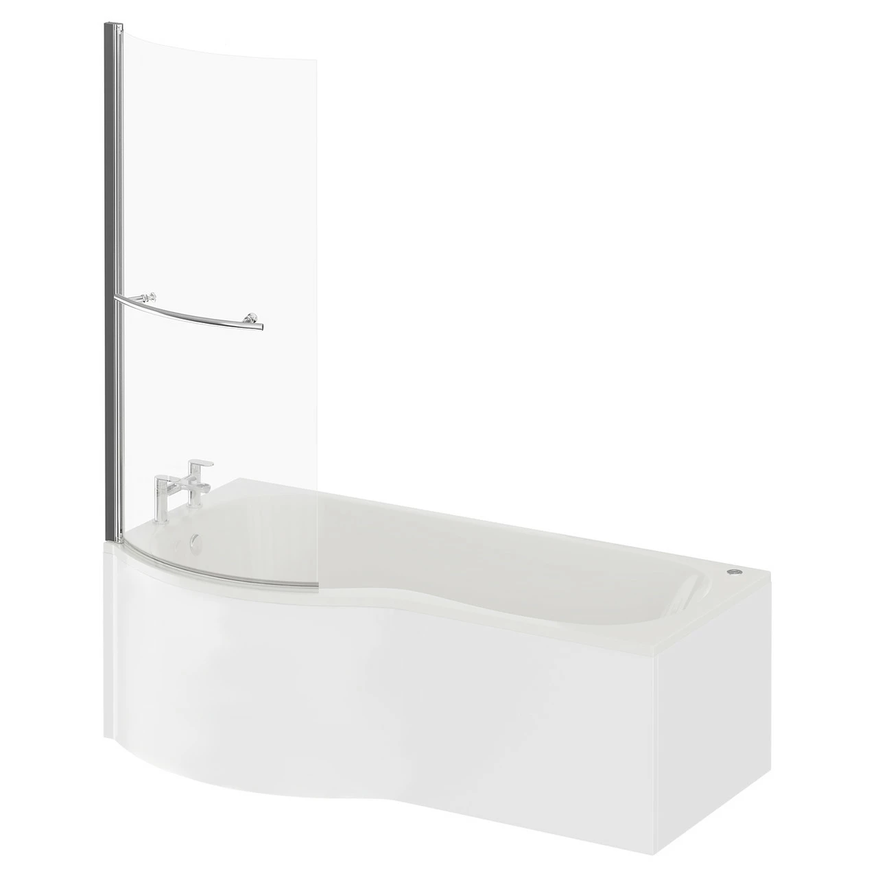Plage 1700mm 12 Jet Chrome Easifit Left Hand P Shaped Spa Shower Bath With Towel Rail Bath Screen And Front Bath Panel - Image 2