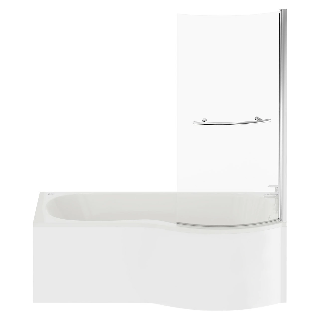 Plage 1700mm 12 Jet Chrome Easifit Right Hand P Shaped Spa Shower Bath With Towel Rail Bath Screen And Front Bath Panel - Image 4