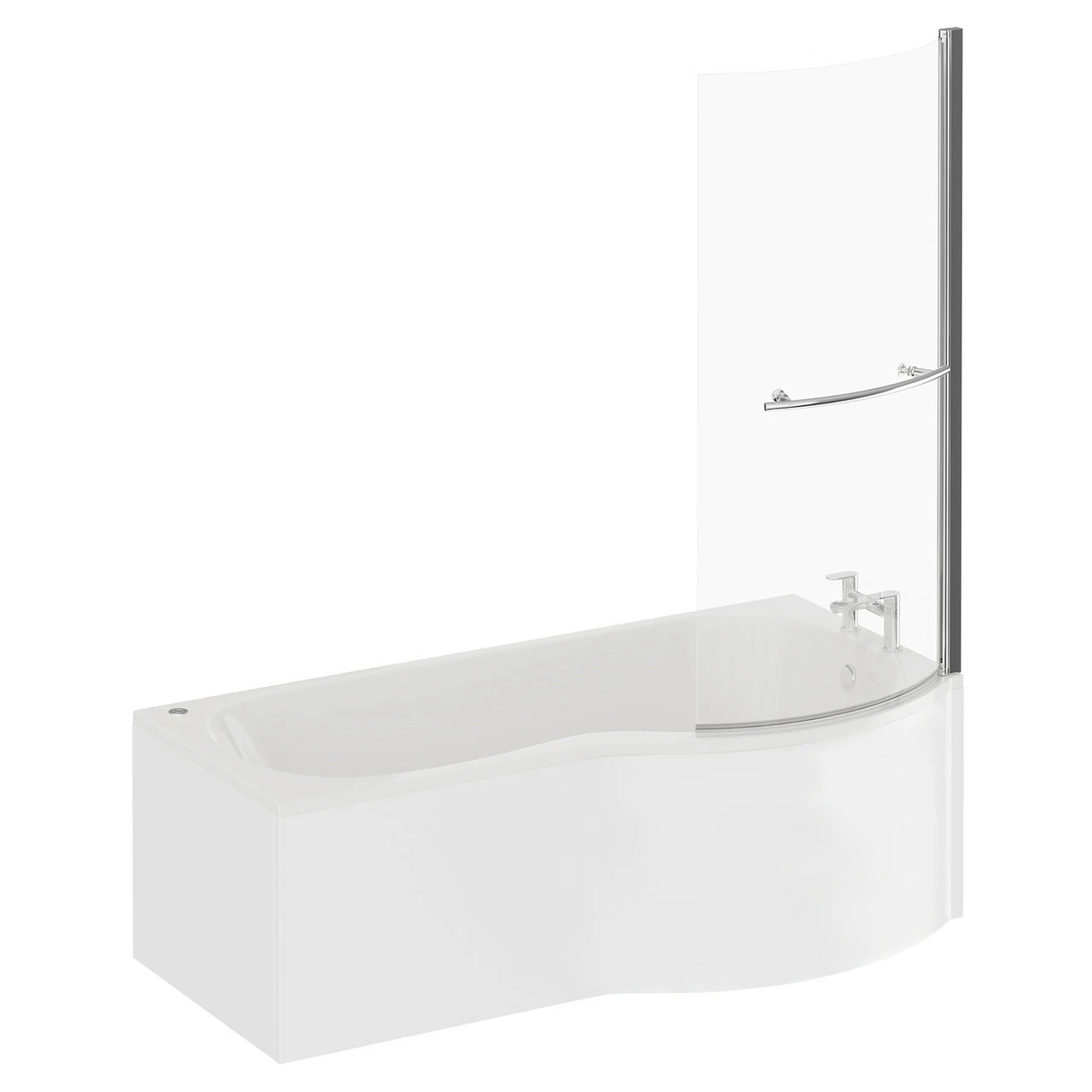 Plage 1700mm 12 Jet Chrome Easifit Right Hand P Shaped Spa Shower Bath With Towel Rail Bath Screen And Front Bath Panel - Image 3