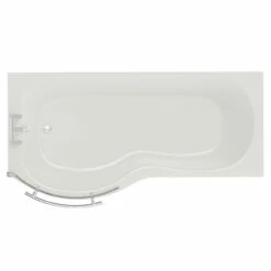 Plage 1700mm Left Hand P Shape Shower Bath With Towel Rail Bath Screen And Front Bath Panel