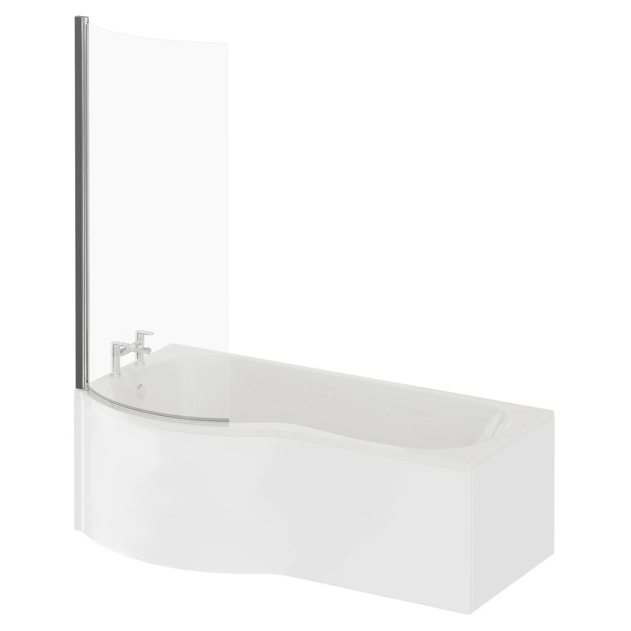 Plage 1700mm Left Hand P Shaped Shower Bath With Bath Screen And Front Bath Panel - Image 2