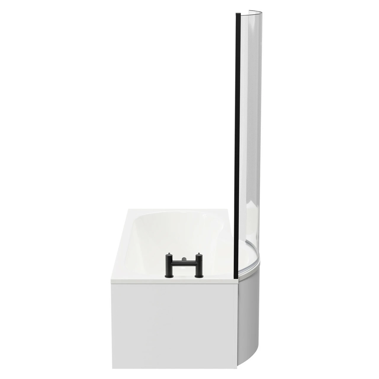 Plage 1700mm Left Hand P Shaped Shower Bath With Matt Black Bath Screen And White Acrylic Front Bath Panel - Image 5