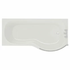 Plage 1700mm Right Hand P Shaped Shower Bath With Bath Screen And Front Bath Panel