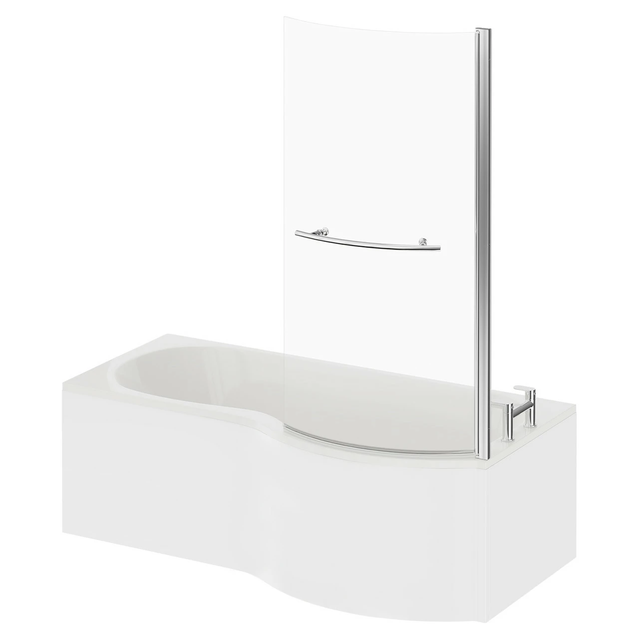Plage 1700mm Right Hand P Shaped Shower Bath With Towel Rail Bath Screen And Front Bath Panel - Image 2