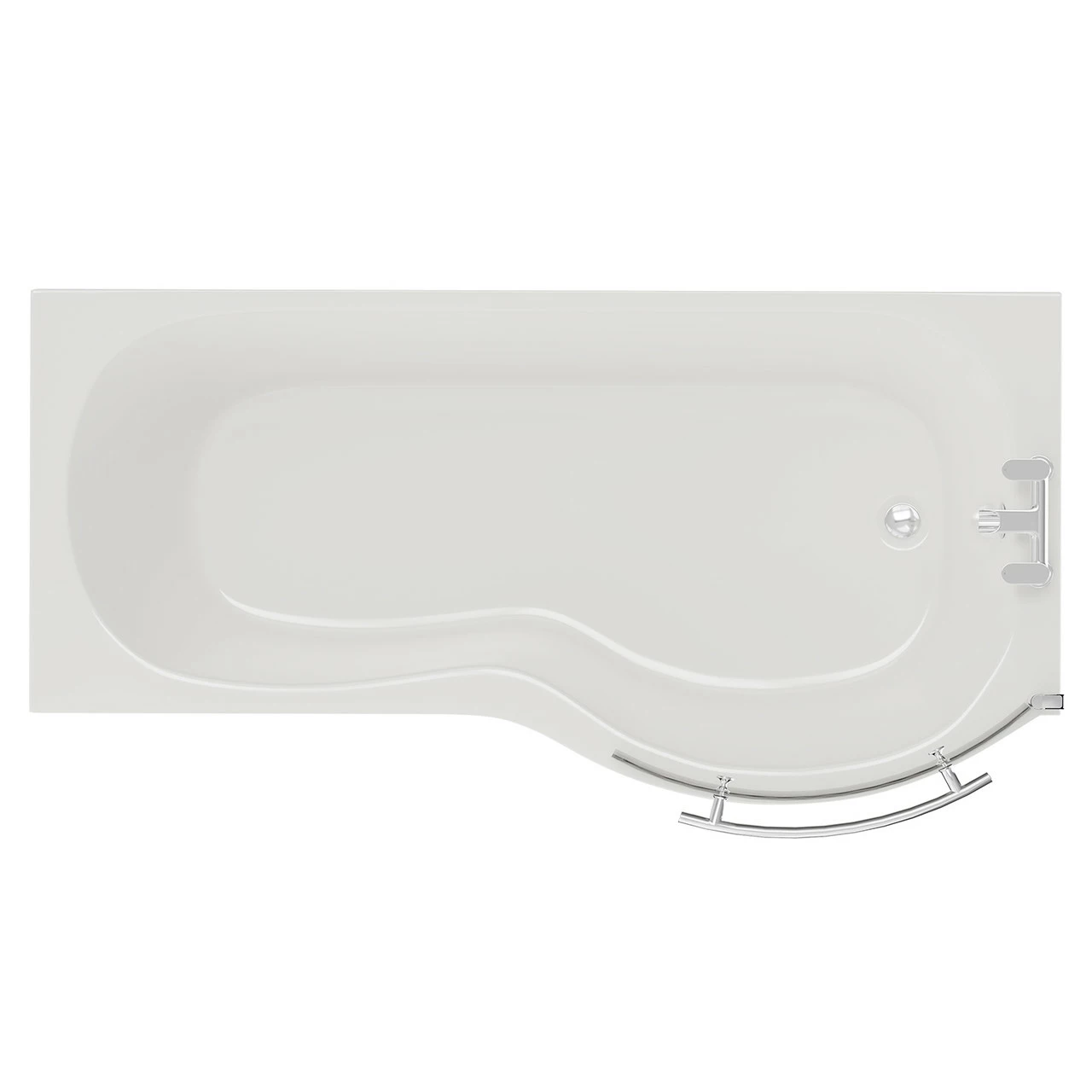 Plage 1700mm Right Hand P Shaped Shower Bath With Towel Rail Bath Screen And Front Bath Panel