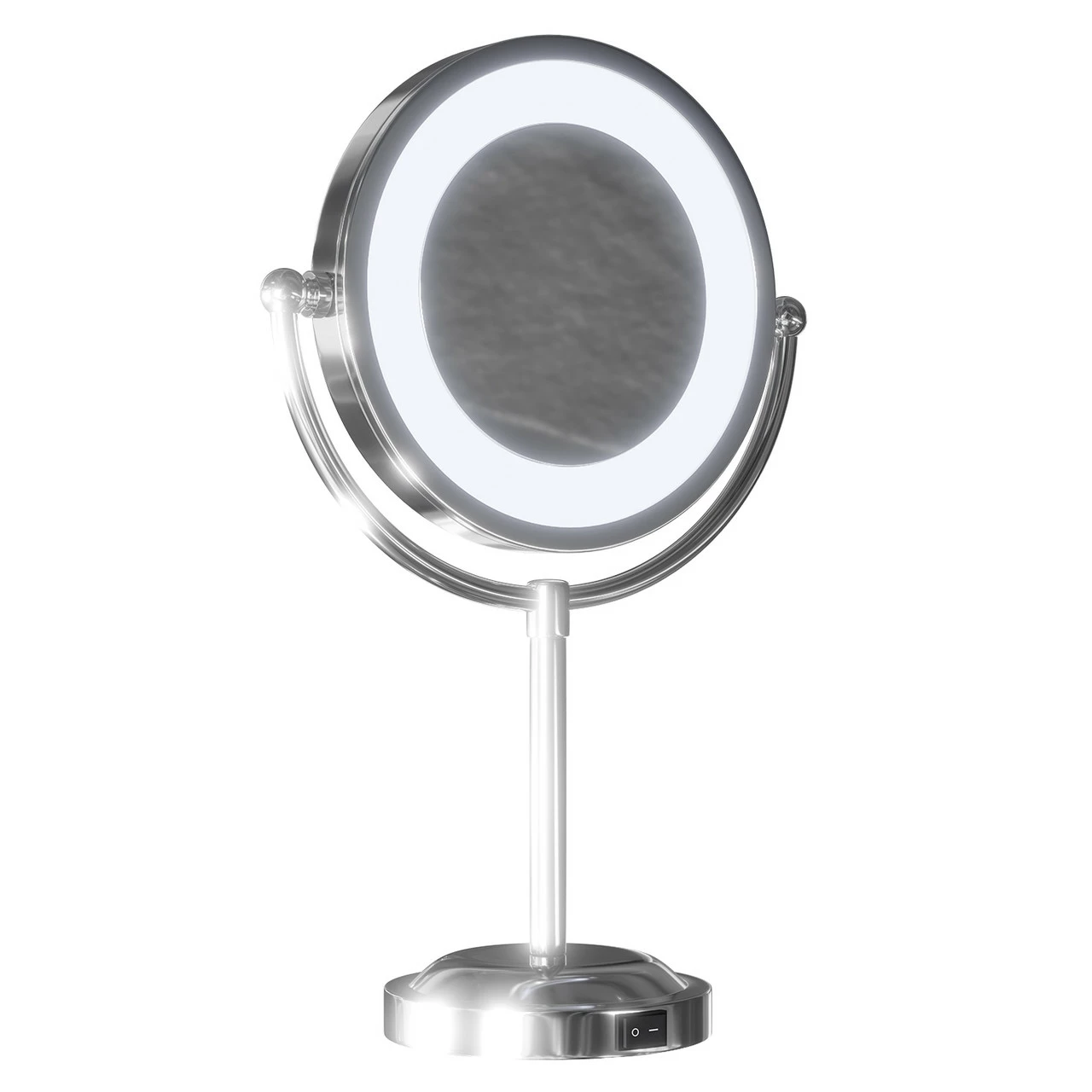 Polished Chrome 190mm Round Illuminated 3x Magnification Swivel Vanity Mirror - Image 3