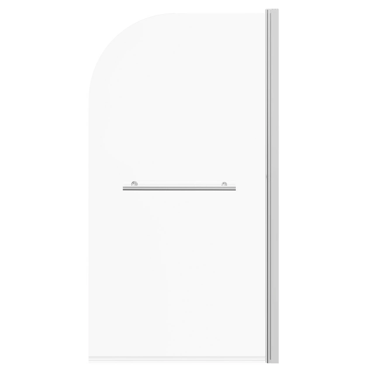 Polished Chrome 770mm Single Section Rounded Corner Bath Shower Screen With Towel Rail - Image 2