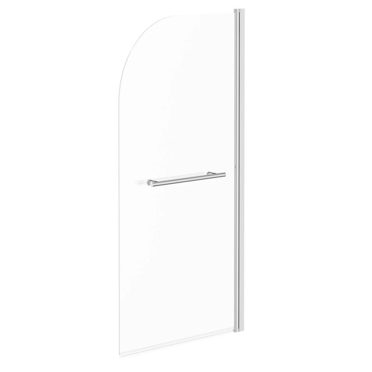 Polished Chrome 770mm Single Section Rounded Corner Bath Shower Screen With Towel Rail - Image 3
