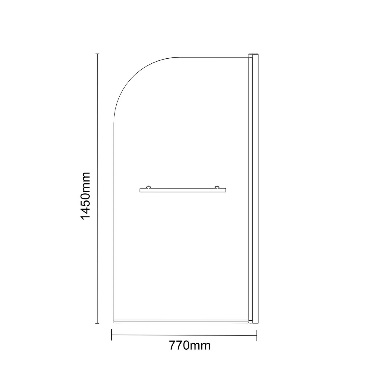 Polished Chrome 770mm Single Section Rounded Corner Bath Shower Screen With Towel Rail - Image 4