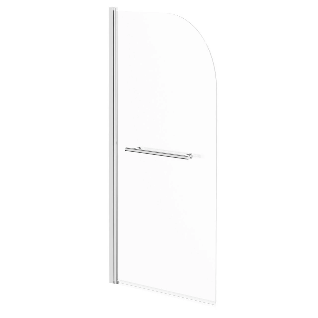 Polished Chrome 770mm Single Section Rounded Corner Bath Shower Screen With Towel Rail