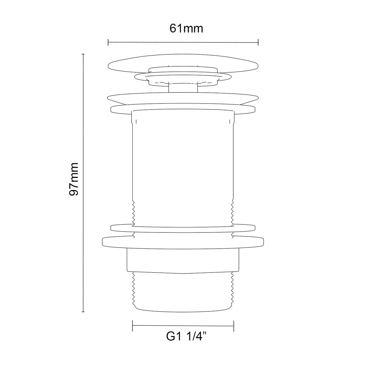 Polished Chrome Moon Cap Slotted Click Clack Basin Waste - Image 6