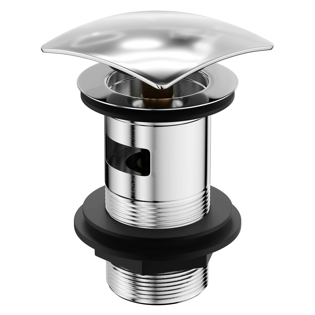 Polished Chrome Square Cap Slotted Click Clack Basin Waste