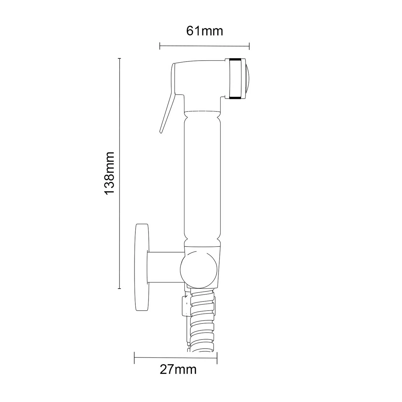 Windsor. Polished Chrome Wall Mounted Douche Shower Spray With Shut Off Valve - Image 6