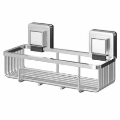PushLoc Polished Chrome Wall Mounted Rectangular Shower Basket