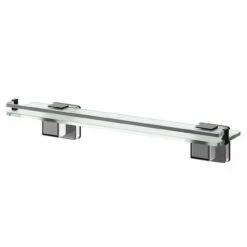 PushLoc Polished Chrome And Glass Wall Mounted Vanity Shelf