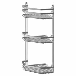 Selena Polished Chrome 3 Tier Wall Mounted Corner Basket