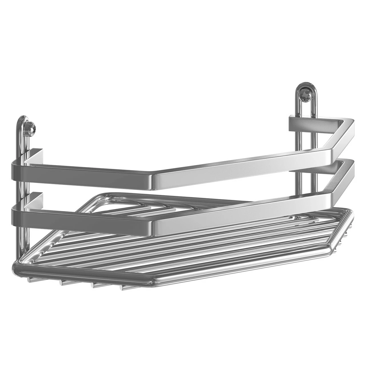 Selena Polished Chrome Wall Mounted Corner Basket - Image 3