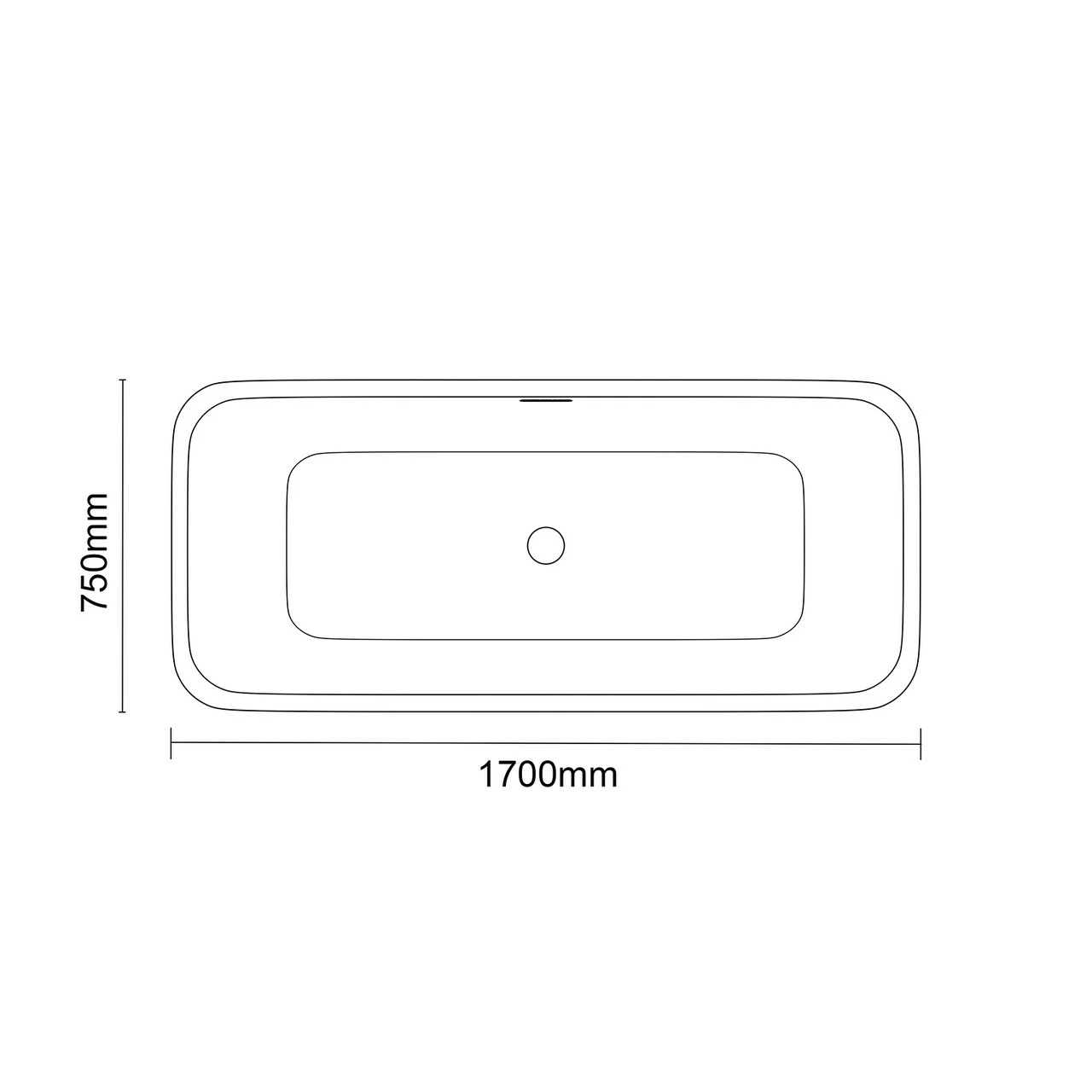 Sharm 1700mm X 750mm Freestanding Double Ended Bath - Image 6