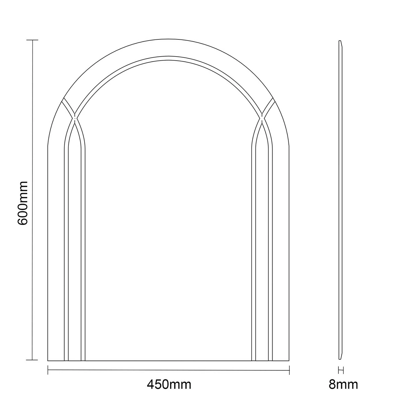 Soho 450mm X 600mm Diamond Cut Arched Mirror - Image 4
